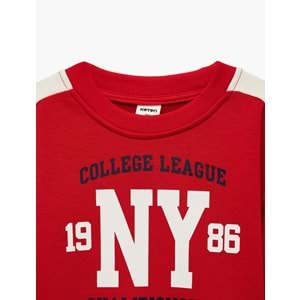 Erkek Bebek Pamuklu Uzun Kollu Bisiklet Yaka Baskılı Sweatshirt 7WMB10054TK - KOTON - KIRMIZI - 3-4 YAŞ - ST00012395-475790