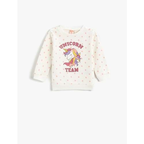 Kız Bebek Giyim Sweatshirt 3WMG10010AK Ekru Desen