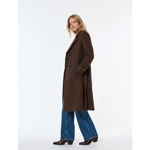 Kadın Giyim Trenç Kaban Kaşe Cepli Kemerli Kruvaze Uzun Kollu 6WAK00237EW