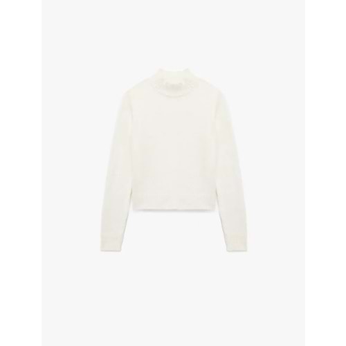 Kadın Giyim Yumuşak Dokulu Dik Yaka Uzun Kollu Triko Kazak 6WAK90026HT