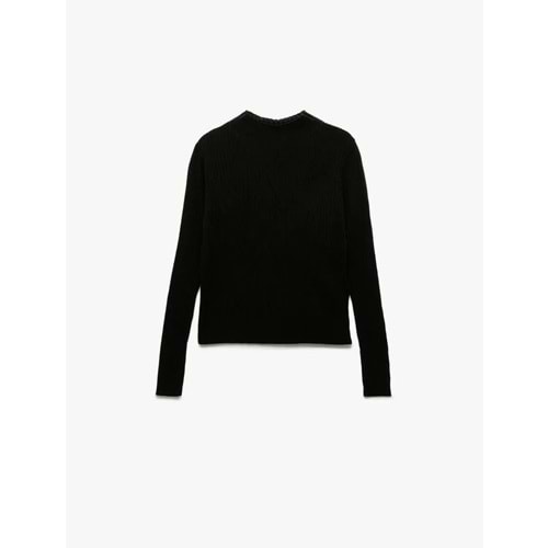 Kadın Giyim Regular Fit Uzun Kollu Hafif Dik Yaka Triko Kazak - KOTON - 6WAK90031HT - SİYAH - XL