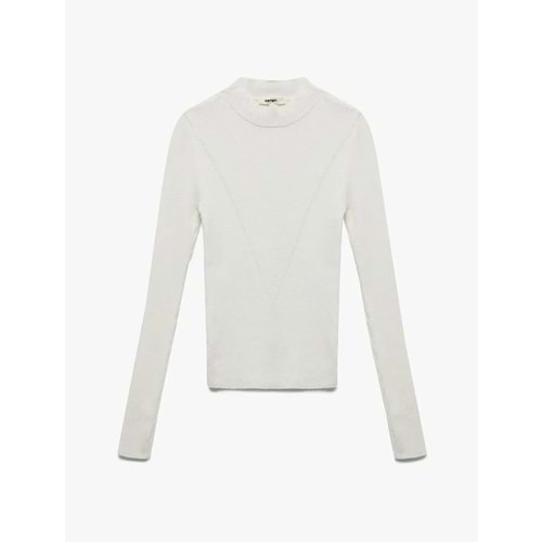 Kadın Giyim Hafif Dik Yaka Uzun Kollu Triko Kazak 6WAK90032HT