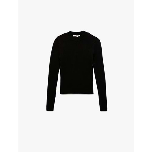 Kadın Giyim Hafif Dik Yaka Uzun Kollu Triko Kazak 6WAK90032HT