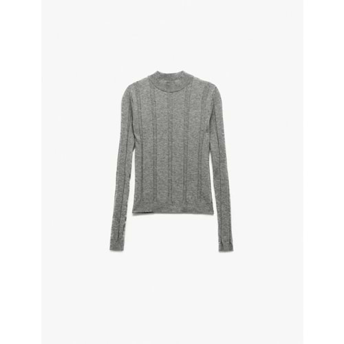 Kadın Giyim Dik Yaka Uzun Kollu Triko Kazak 6WAK90036HT