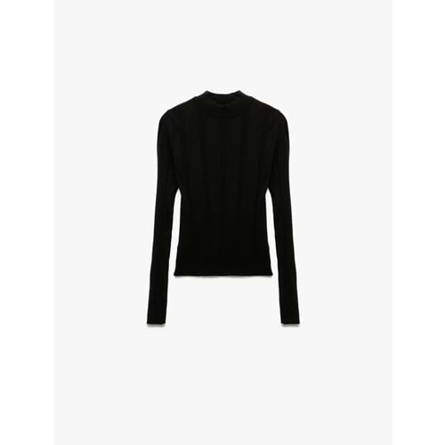 Kadın Giyim Dik Yaka Uzun Kollu Triko Kazak - KOTON - 6WAK90036HT - SİYAH - XL