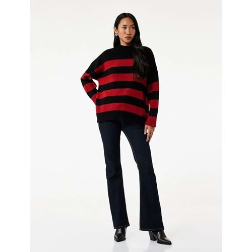 Kadın Giyim Uzun Kollu Bisiklet Yaka Triko Oversize Kazak 6WAK90085HT