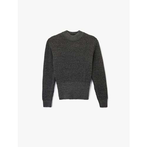 Kadın Giyim Uzun Kollu Hafif Dik Yaka Pullu Parıltılı Triko Kazak 6WAK90478HT