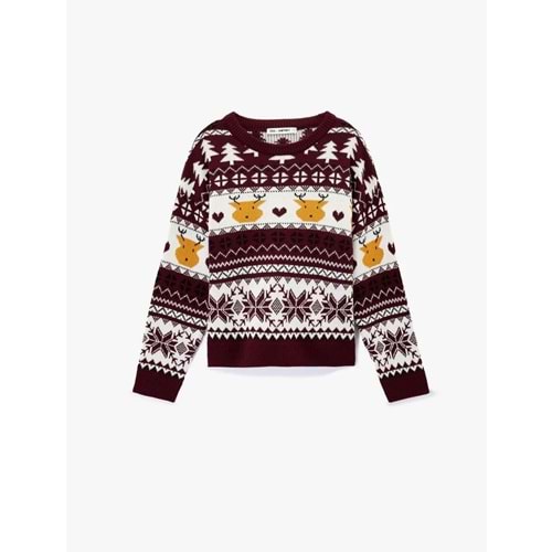 Kadın Giyim Jakarlı Triko Yılbaşı Kazağı 6WAL90027IT