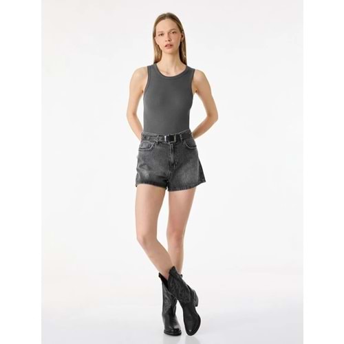 Kadın Giyim Çıtçıt Düğme Detaylı Kolsuz Bisiklet Yaka Bodysuit 6SAL30148IK