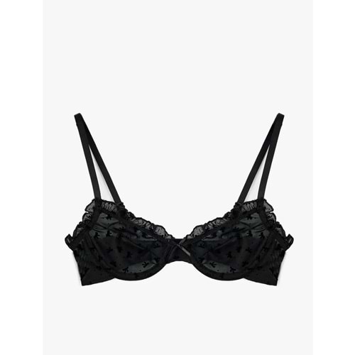 Kadın İç Giyim Fırfır Detaylı Rahat Kalıp Balenli Dolgusuz Sütyen 6WLK10104MK