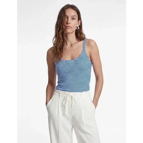 Slim Fit U Yaka Askılı Çizgili Atlet 6SAK10038PK - KOTON - MAVİ ÇİZGİLİ - L