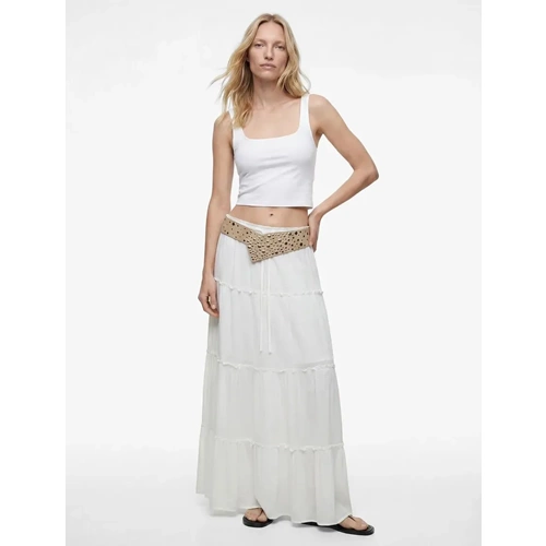 Kare Yaka Slim Fit Kalın Askılı Crop Üst 6SAK10228EK - KOTON - BEYAZ - M