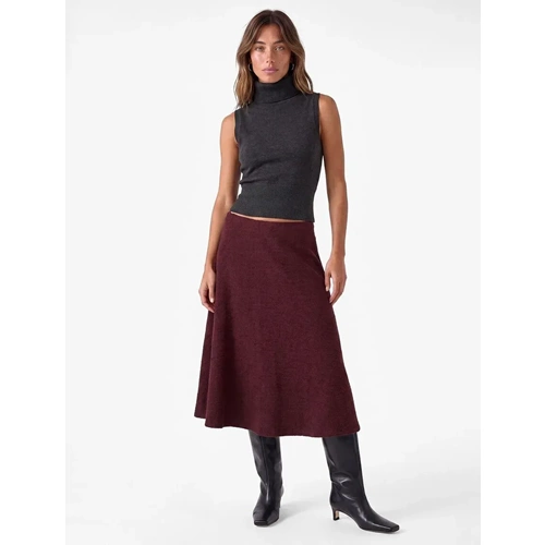 Dikiş Detaylı Normal Bel Regular Fit Uzun Etek 7WAK10032UK - KOTON - BORDO - S