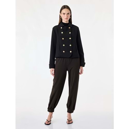 Ekoseli Kısa Jogger Pantolon 7WAK40077UW - KOTON - KAHVERENGİ EKOSE - 42