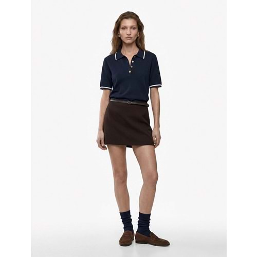 Düğmeli Polo Yaka Triko Kazak 7WAK90356HT - KOTON - LACİVERT - M