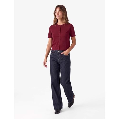 Bisiklet Yaka Düğmeli Triko Hırka 7WAK90597HT - KOTON - MÜRDÜM - XL