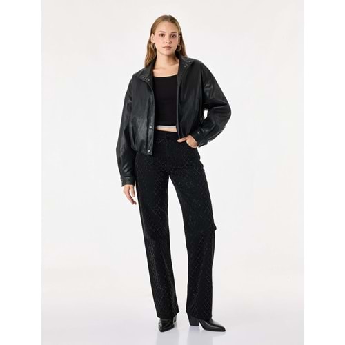 Düz Paça Denim Pantolon - Straight Fit Jean 7WAL40033MD - KOTON - SİYAH - 25/32