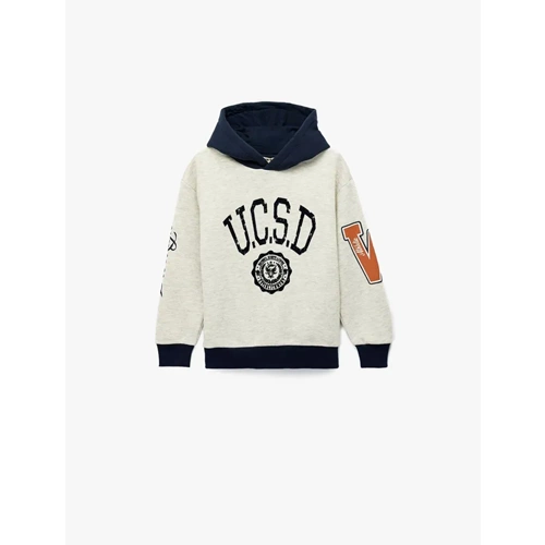 Oversize Kapşonlu Sweatshirt 7WKB10029TK - KOTON - GRİ - 11-12