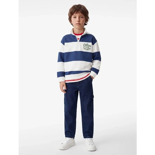 Erkek Çocuk Giyim Sweatshirt 7WKB10051TK - KOTON - EKRU ÇİZGİLİ - 9-10