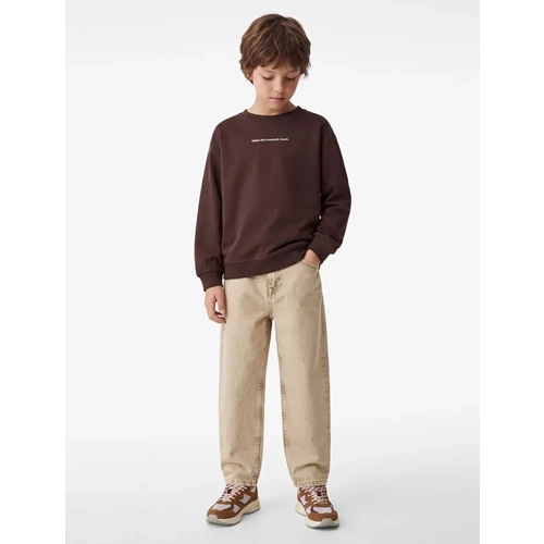 Uzun Kollu Bisiklet Yaka Baskılı Sweatshirt 7WKB10057TK - KOTON - KAHVERENGİ - 6-7