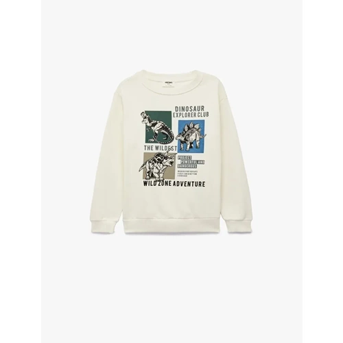 Uzun Kollu Şardonlu Baskılı Sweatshirt 7WKB10062TK - KOTON - EKRU - 7-8