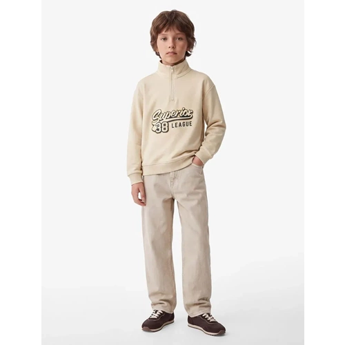 Pamuklu Dik Yaka Sweatshirt 7WKB10298TK - KOTON - BEJ - 13-14