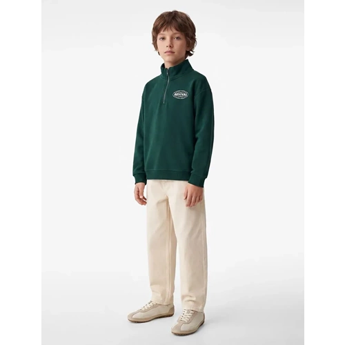 Yarım Fermuarlı Dik Yaka Sweatshirt 7WKB10311TK - KOTON - YEŞİL - 11-12