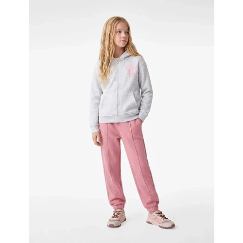 Uzun Kollu Fermuarlı Kapşonlu Okul Sweatshirt 7WKG10046AK - KOTON - KAR MELANJ - 6-7