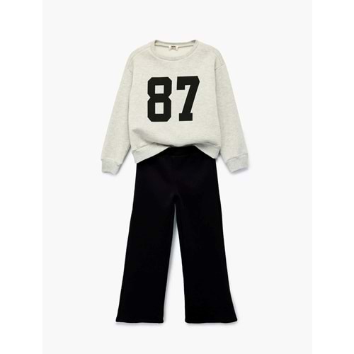 Uzun Kollu Bisiklet Yaka Sweatshirt 7WKG10083AK - KOTON - KAR MELANJ - 13-14