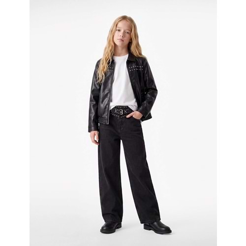 Pamuklu Geniş Paça Denim Pantolon 7WKG40004AD - KOTON - SİYAH - 6-7