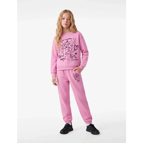 Kız Çocuk Pamuklu Loose Fit Denim Pantolon 7WKG40025AK - KOTON - PEMBE - 7-8