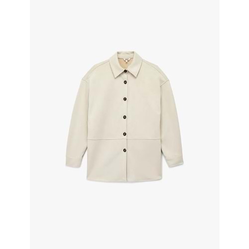 Kadın Giyim Kruvaze Uzun Kollu Düğmeli Suni Süet Gömlek Ceket 6WAK20204EW