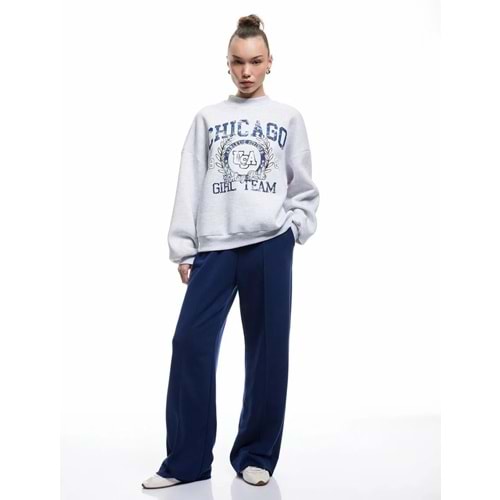 Kadın Giyim Baskılı Şardonlu Uzun Kollu Dik Yaka Sweatshirt