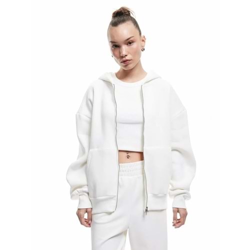 Kadın Giyim Şardonlu Kapşonlu Uzun Kollu Fermuarlı Sweatshirt