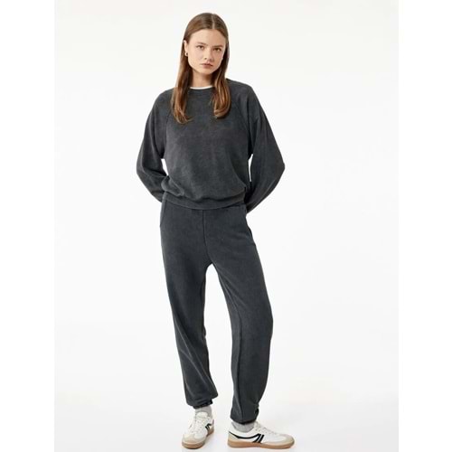 Kadın Giyim Şardonlu Cepli Beli Lastikli Yıkamalı Jogger Eşofman Altı