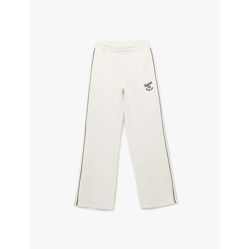 Kadın Giyim Pamuklu Şardonlu Biyeli Baskılı Beli Lastikli Geniş Paça Eşofman Altı