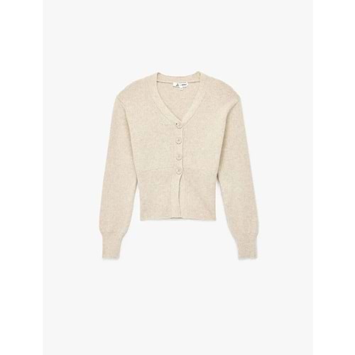 Kadın Giyim Düğmeli V Yaka Uzun Kollu Triko Hırka