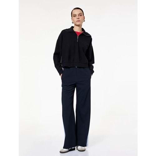 Kadın Giyim Rahat Kalıp Uzun Kollu Yarım Fermuarlı Sweatshirt