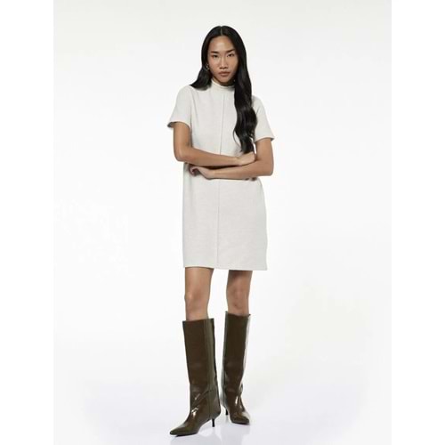 Kadın Giyim Slim Fit Kısa Kollu Dik Yaka Mini Triko Elbise