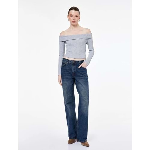Kadın Giyim Slim Fit Bisiklet Yaka Drapeli Kolsuz Midi Boy Simli Kalem Elbise - KOTON - 6WAK80049EK - GRİ - L