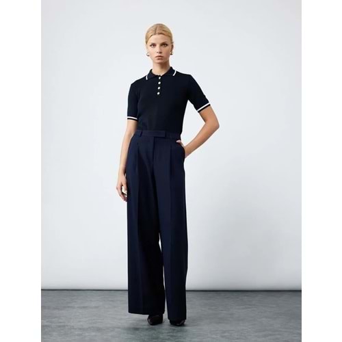 Kadın Giyim Düğmeli Kısa Kollu Polo Yaka Triko Kazak