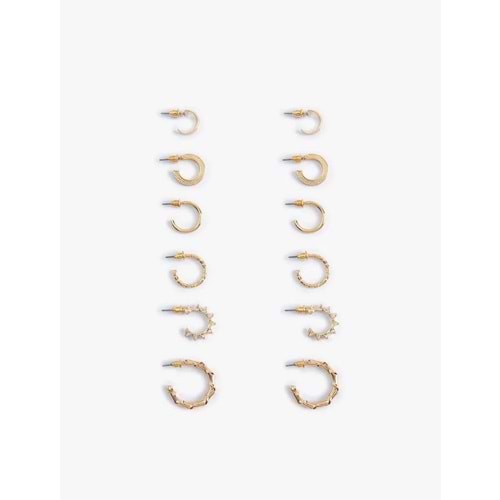 Kadın Aksesuar Çelik Karışımlı 6'lı Halka Küpe Seti