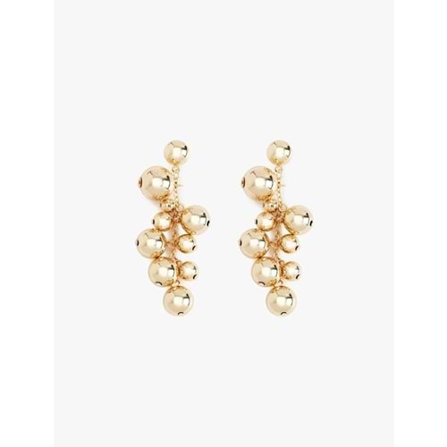 Kadın Aksesuar Sallantılı Metal Boncuklu Küpe