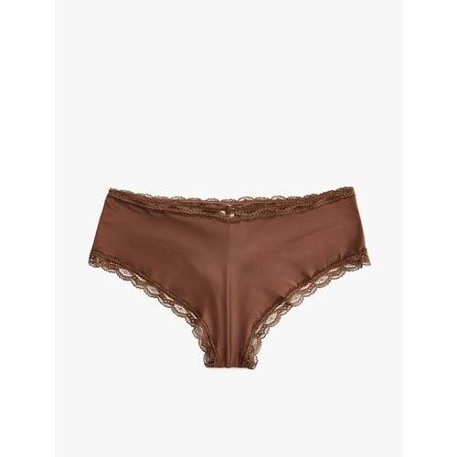 Kadın İç Giyim Yüksek Bel Dantelli Hipster Külot - KOTON - 6WLK30004MK - ROSE - S