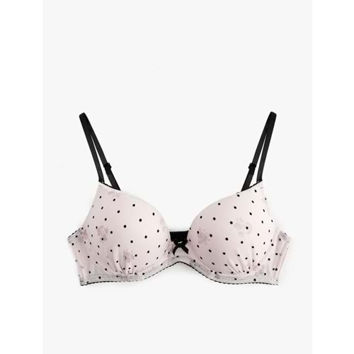 Kadın İç Giyim Fiyonklu Puantiyeli Ekstra Dolgulu Maximizer Sütyen