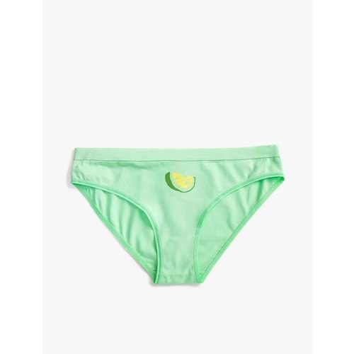 Kadın İç Giyim Pamuklu Brief Külot Baskılı 3SLK30054MK Fıstık Yeşili