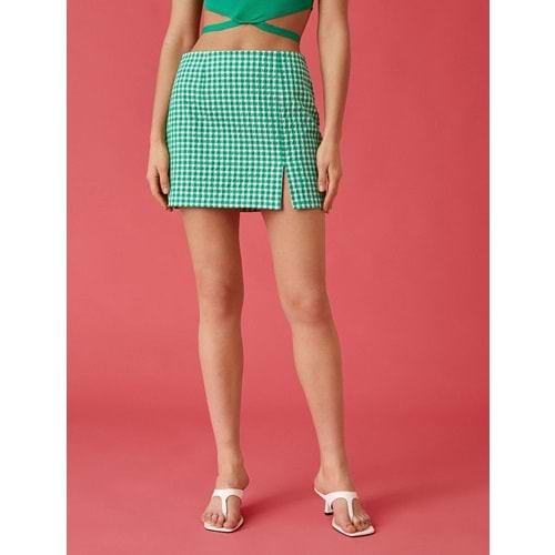 Kadın Giyim Etek 2SAK70091EW Yeşil Ekose