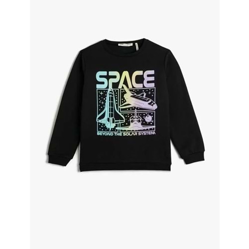 Erkek Çocuk Sweatshirt Uzun Kollu Bisiklet Yaka Baskılı