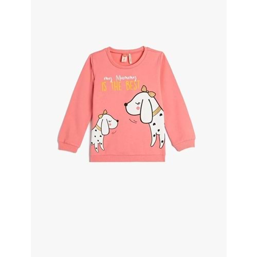Kız Bebek Sweatshirt Şardonlu Köpek Baskılı Pamuklu - KOTON - 4WMG10023AK - PEMBE - 12-18 AY