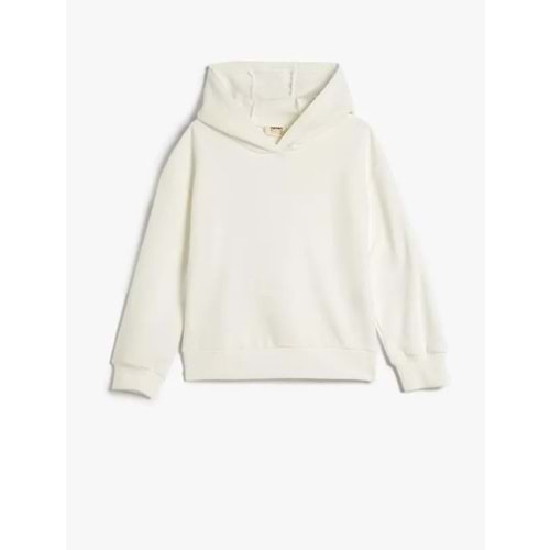 Kız Çocuk Basic Kapşonlu Sweatshirt Uzun Kollu Pamuk Karışımlı